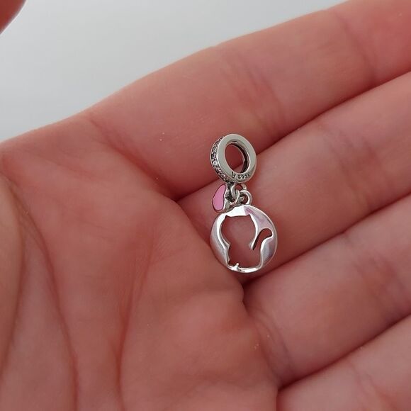 925 Sterling Silver Kitty Love Charm - Picture 3 of 7